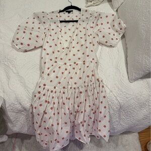 J. Crew White Dress with Pink Polka Dots